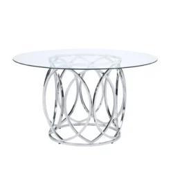 5pc Marcy Standard Height Dining Set With 4 Armchairs Chrome - Picket House Furnishings