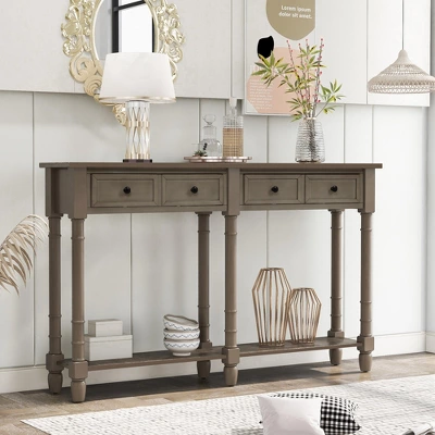 Console Table With Two Storage Drawers And Bottom Shelf-ModernLuxe - Image 8