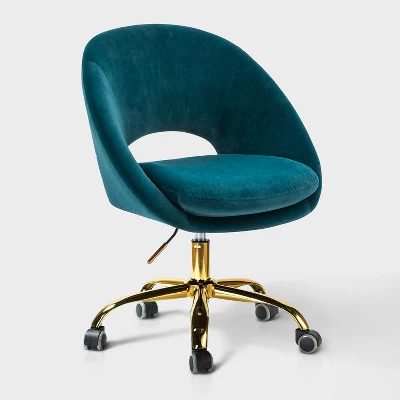 Hector Velvet ErgonomicTask Chair Home Office Desk Chair Swivel Adjustable With Open Back Design| Karat Home - Image 12