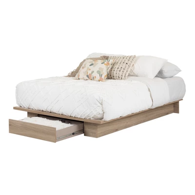 Queen Primo Platform Bed With Drawer Rustic Oak - South Shore - Image 6
