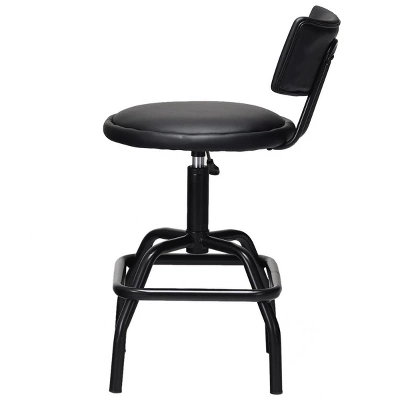 Costway Adjustable Swivel Bar Stool PU Leather Steel Frame Chair W/Backrest&Footrest Low Back - Image 6
