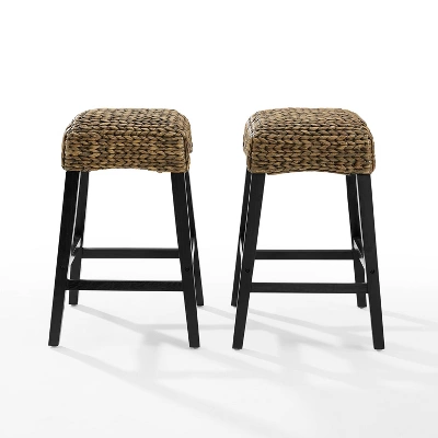 Set Of 2 Edgewater Backless Counter Height Barstools Seagrass/Dark Brown - Crosley - Image 4