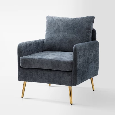 Giovann Wooden Upholstered Accent Chair Comfy Armchair Living Room And Bedroom Armchair With Metal Legs | Karat Home - Image 13