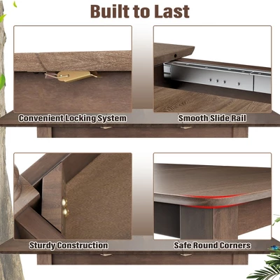 Costway Extension Dining Room Table Butter Leaf Rectangle Table W/ Hardwood Structure - Image 7