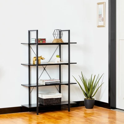 Modern Industry Metal/Wooden 4 Tier Bookcase With Shelves - Glitzhome - Image 2