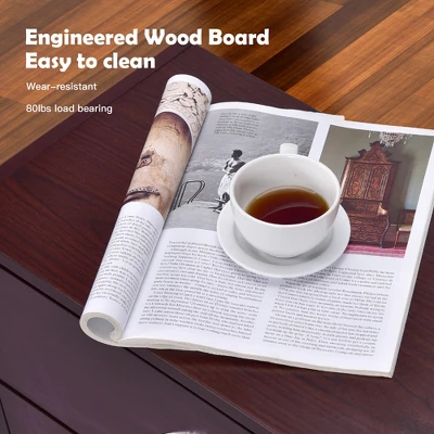 Costway 2 PCS 2-Drawer Dresser Horiztonal Organizer Wood End Table Nightstand - Image 6