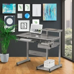 Complete Computer Workstation Desk Gray - Techni Mobili