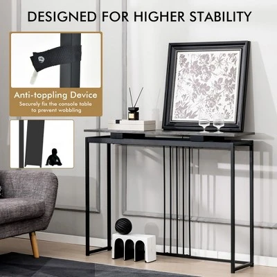 Costway Console Entrance Couch Table Narrow Faux Marble Top For Living Room, Hallway - Image 5