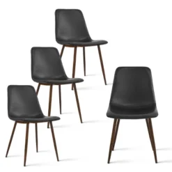 Set Of 4 Bingo Faux Leather Dining Chair Walnut Leg-Maison Boucleโ