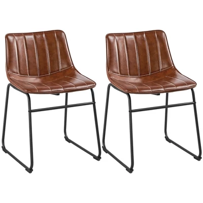 Yaheetech Pack Of 2 Industrial Armless Upholstered Faux Leather Dining Chairs Stools - Image 8