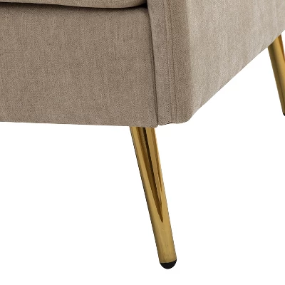 Giovann Wooden Upholstered Accent Chair Comfy Armchair Living Room And Bedroom Armchair With Metal Legs | Karat Home - Image 8