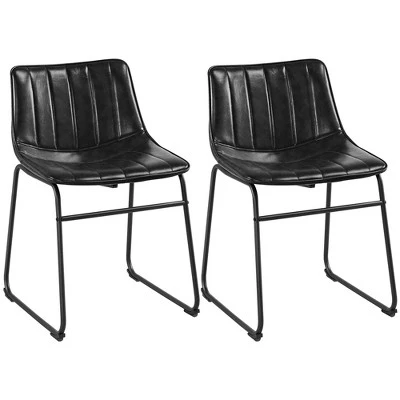 Yaheetech Pack Of 2 Industrial Armless Upholstered Faux Leather Dining Chairs Stools - Image 7
