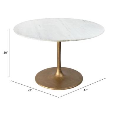 47" Iris Dining Table White/Gold - ZM Home - Image 10