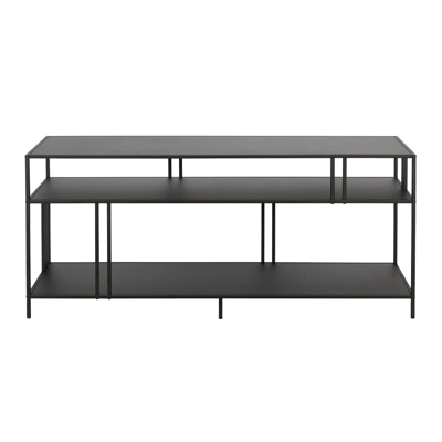 55" Black Metal TV Stand With Metal Shelves - Henn&Hart - Image 2