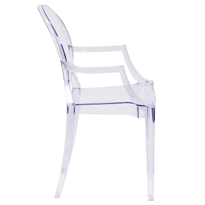 Emma And Oliver 4 Pack Oval Back Ghost Chair - Arms In Transparent Crystal - Stackable Side Chair - Image 8