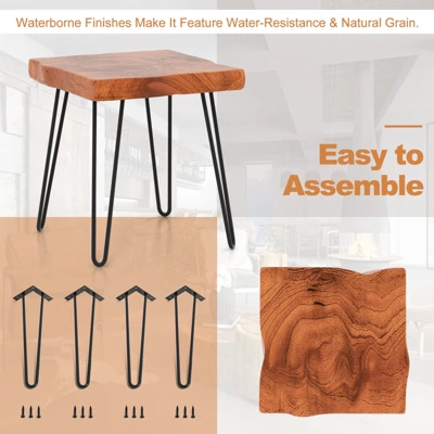 Costway Square End Table Accent Side Table Reclaimed Teak Wood Plant Stand Patio Rustic - Image 6