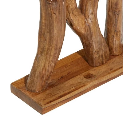 Contemporary Teak Wood Console Table Brown - Olivia & May - Image 3