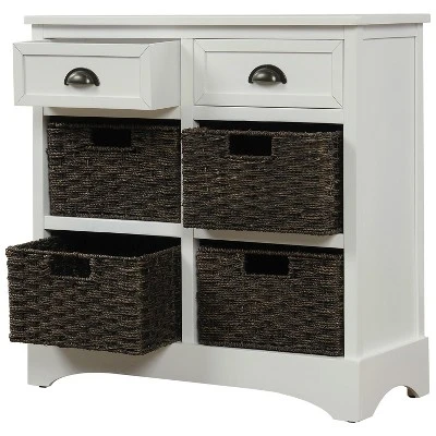 Modernluxe Dining Room/Living Room Storage Cabinet With Two Drawers And Four Classic Rattan Basket-Rustic - Image 2