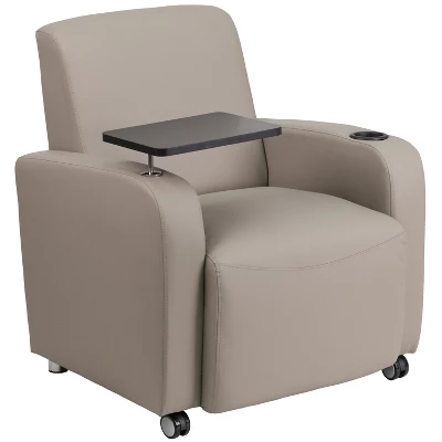 Flash Furniture LeatherSoft Guest Chair With Tablet Arm, Front Wheel Casters And Cup Holder - Image 11