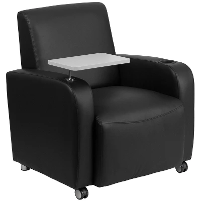Flash Furniture LeatherSoft Guest Chair With Tablet Arm, Front Wheel Casters And Cup Holder - Image 10