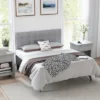 Costway Full/Queen Size Headboard Linen Fabric Upholstered Button Tufted Solid Wood Leg