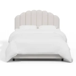 Queen Emma Shell Upholstered Bed White - Skyline Furniture