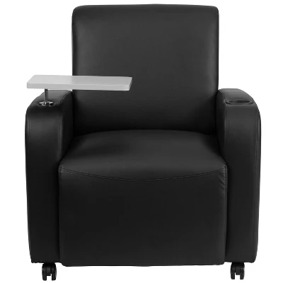 Flash Furniture LeatherSoft Guest Chair With Tablet Arm, Front Wheel Casters And Cup Holder - Image 8