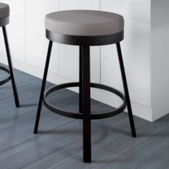 Amisco 26" Clock Counter Height Barstool Light Gray