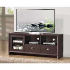 Modern TV Stand For TVs Up To 60" With Storage Dark Brown - Techni Mobili