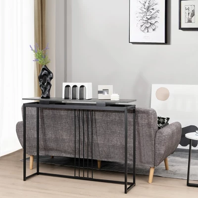 Costway Console Entrance Couch Table Narrow Faux Marble Top For Living Room, Hallway - Image 4