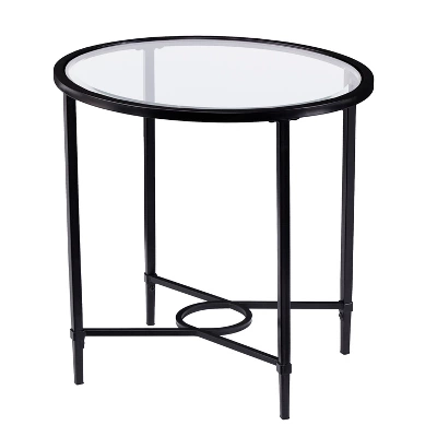 Dickinson Metal/Glass Oval Side Table Black - Aiden Lane - Image 5