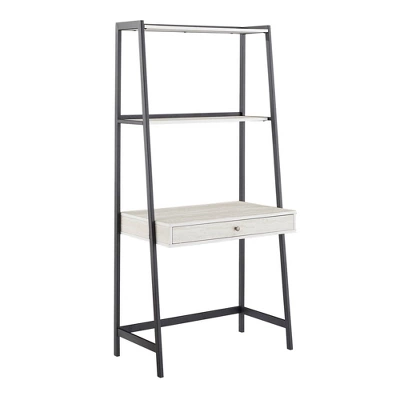 3pc Neveah Marble Ladder Desk And Bookcase Set Matte Black - Inspire Q - Image 4