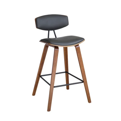 25.5" Fox Faux Leather Wood Counter Height Barstool - Armen Living - Image 9