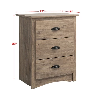 Salt Spring 3 Drawer Tall Nightstand Drifted - Prepac - Image 6