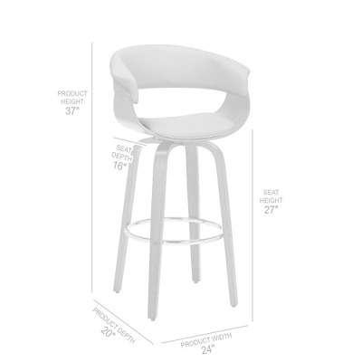 26" Julyssa Swivel Faux Leather Wood Counter Height Barstool - Armen Living - Image 9