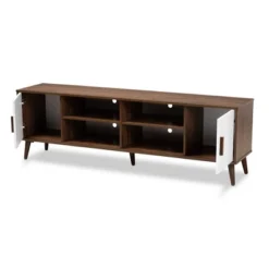 Quinn 2 Door Wood TV Stand For TVs Up To 75" Walnut/White - Baxton Studio