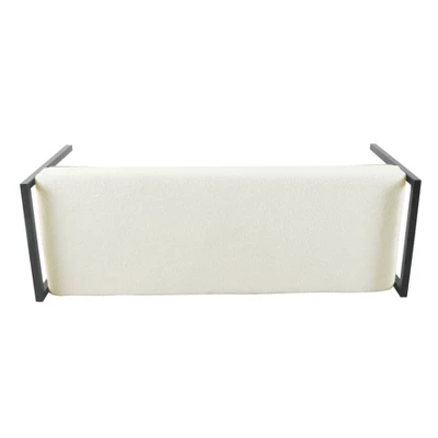 Modern Metal Sherpa Bench Cream - HomePop - Image 3