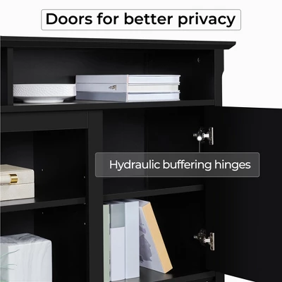 Yaheetech 31in Height Tall Modern TV Stand Media TV Console Black - Image 5