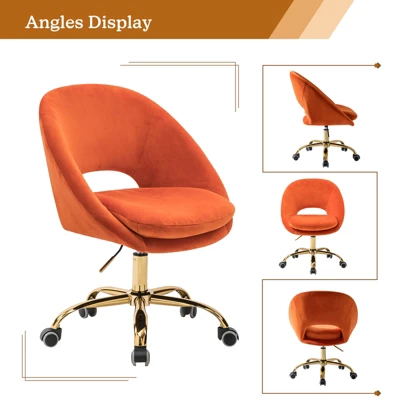 Hector Velvet ErgonomicTask Chair Home Office Desk Chair Swivel Adjustable With Open Back Design| Karat Home - Image 2