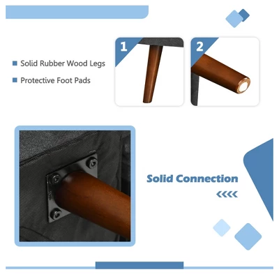 Costway Convertible Futon Sofa Bed Adjustable Couch Sleeper W/ Wood Legs NavyGreyYellow - Image 4