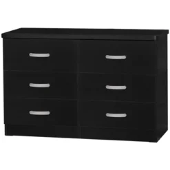 Better Home Products Megan Wooden 6 Drawer Double Dresser In Black