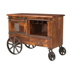 Palmer 2 Doors And Drawers Wine Cart Brown - Treasure Trove Accents