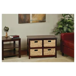 20.5" Seabrook TwoTier Storage Unit With Espresso And Natural Baskets - OSP Home Furnishings