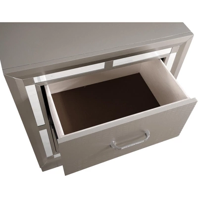 Passion Furniture Alana 2-Drawer Silver Champagne Nightstand (28 In. H X 17 In. W X 25 In. D) - Image 2