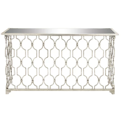 Contemporary Metal Pattern Console Table Silver - Olivia & May - Image 2