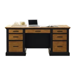 Toulouse Double Pedestal Desk Honey/Black - Martin Furniture