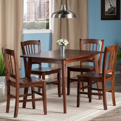 5pc Shaye Dining Table With Slat Back Chairs Walnut - Winsome - Image 2