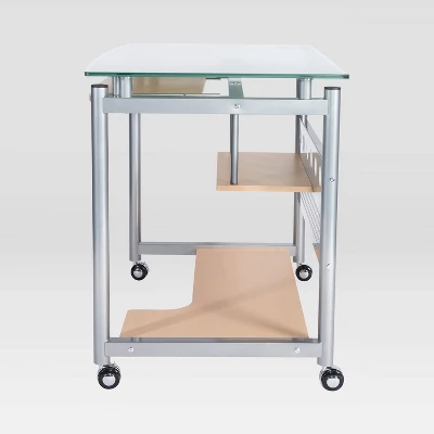 Rolling Computer Desk Glass/Silver - Techni Mobili - Image 3