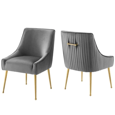 Set Of 2 Discern Pleated Back Upholstered Performance Velvet Dining Chairs - Modway - Image 5