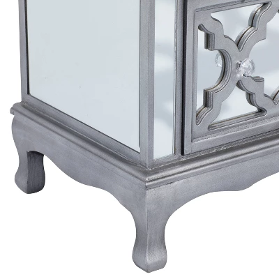 Glam Quatrefoil Mirror And Wood Storage Chest Gray - Olivia & May - Image 4